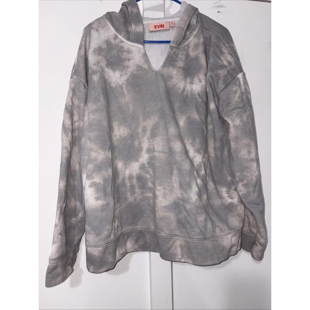 EVRI 2‎ Hoodies LS  cotton blend, Gray & Blue Tye Dye, 1X Great Condition